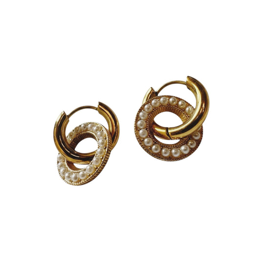 Orecchini in acciaio inossidabile anallergici e waterproof placcati oro 18K "Eleonora"