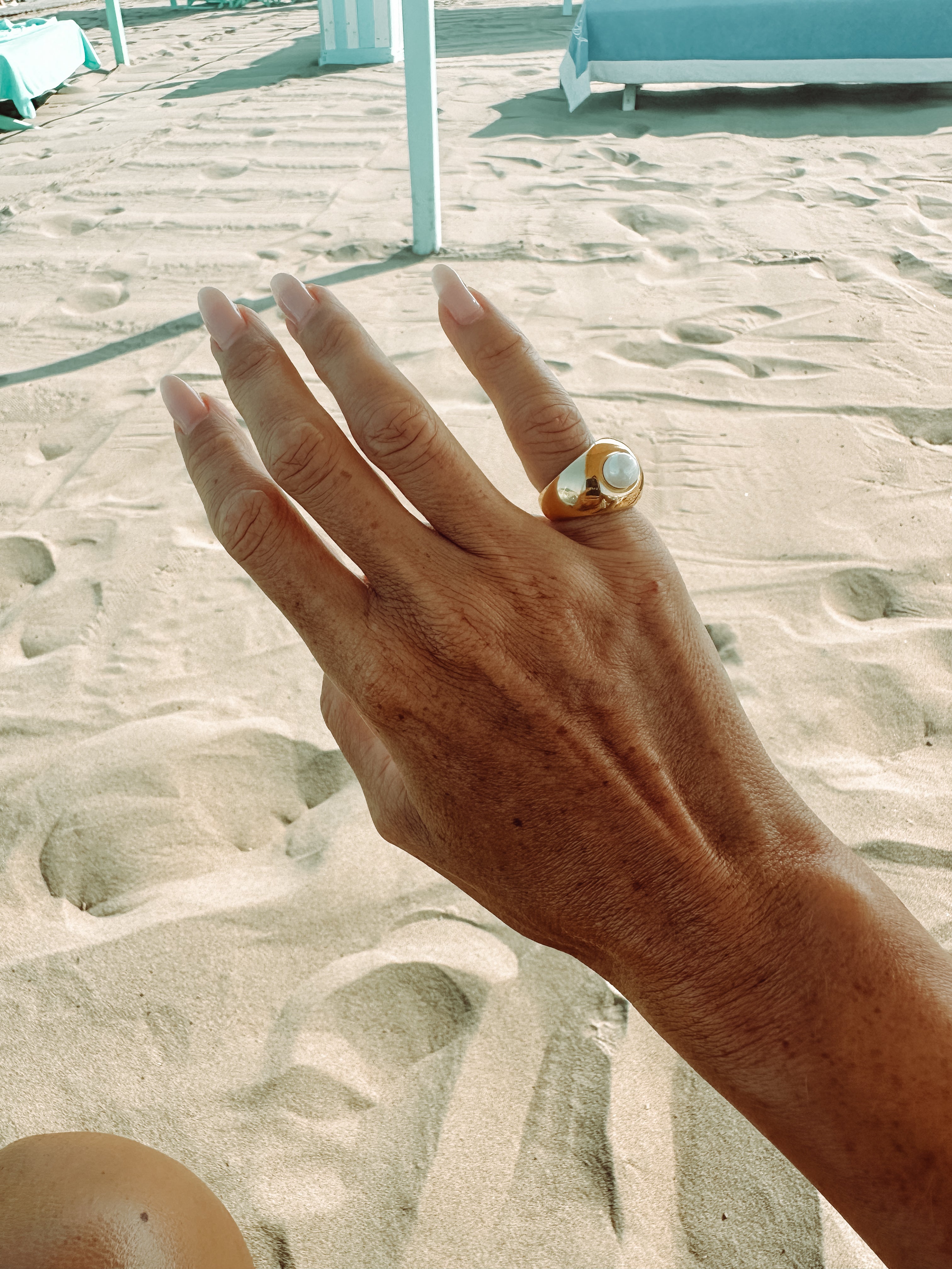 Anello in acciaio inossidabile, anallergico e waterproof placcato oro 18K "Ingrid"