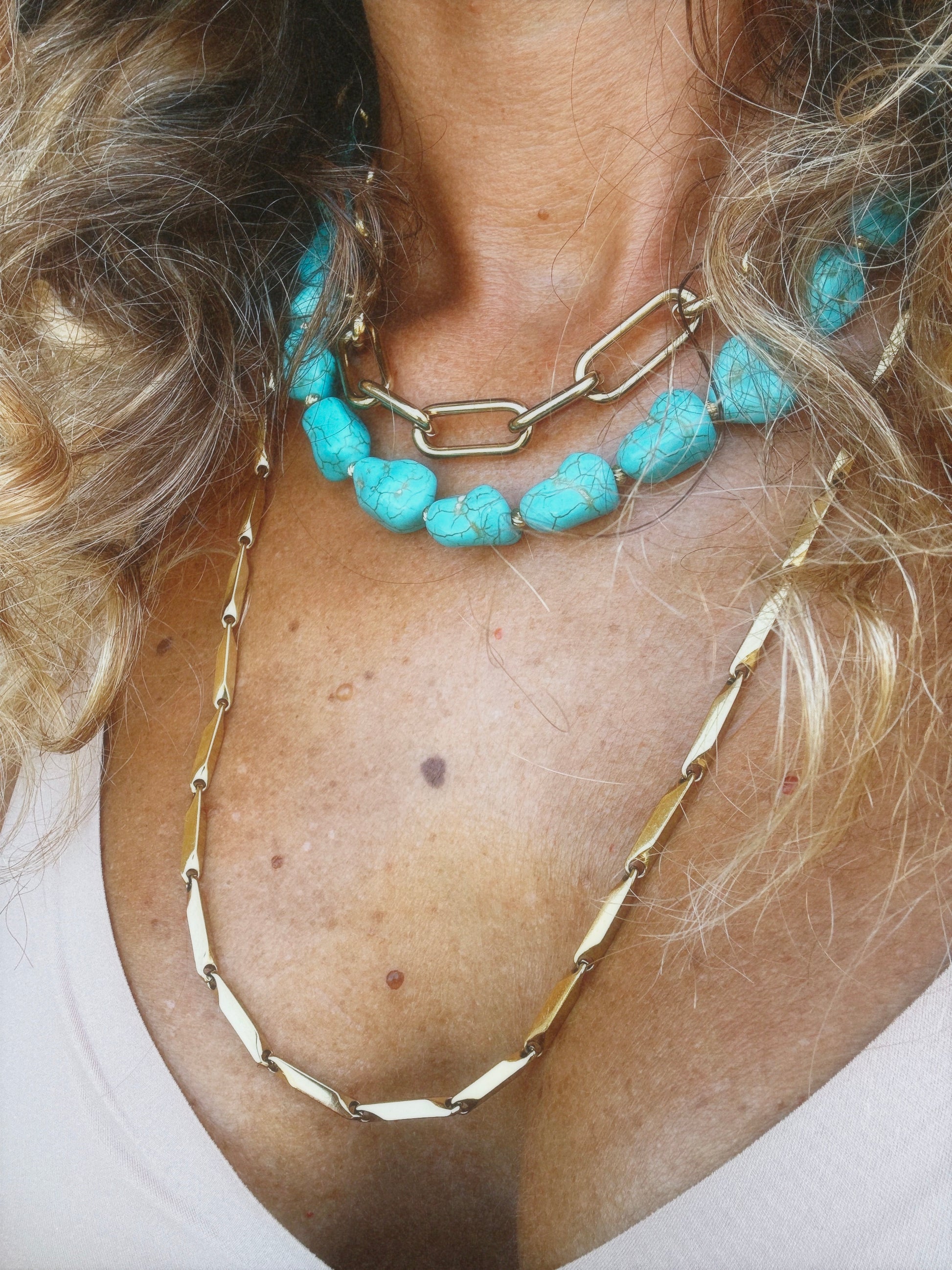 Collana in acciaio inossidabile e turchese "Tulum"