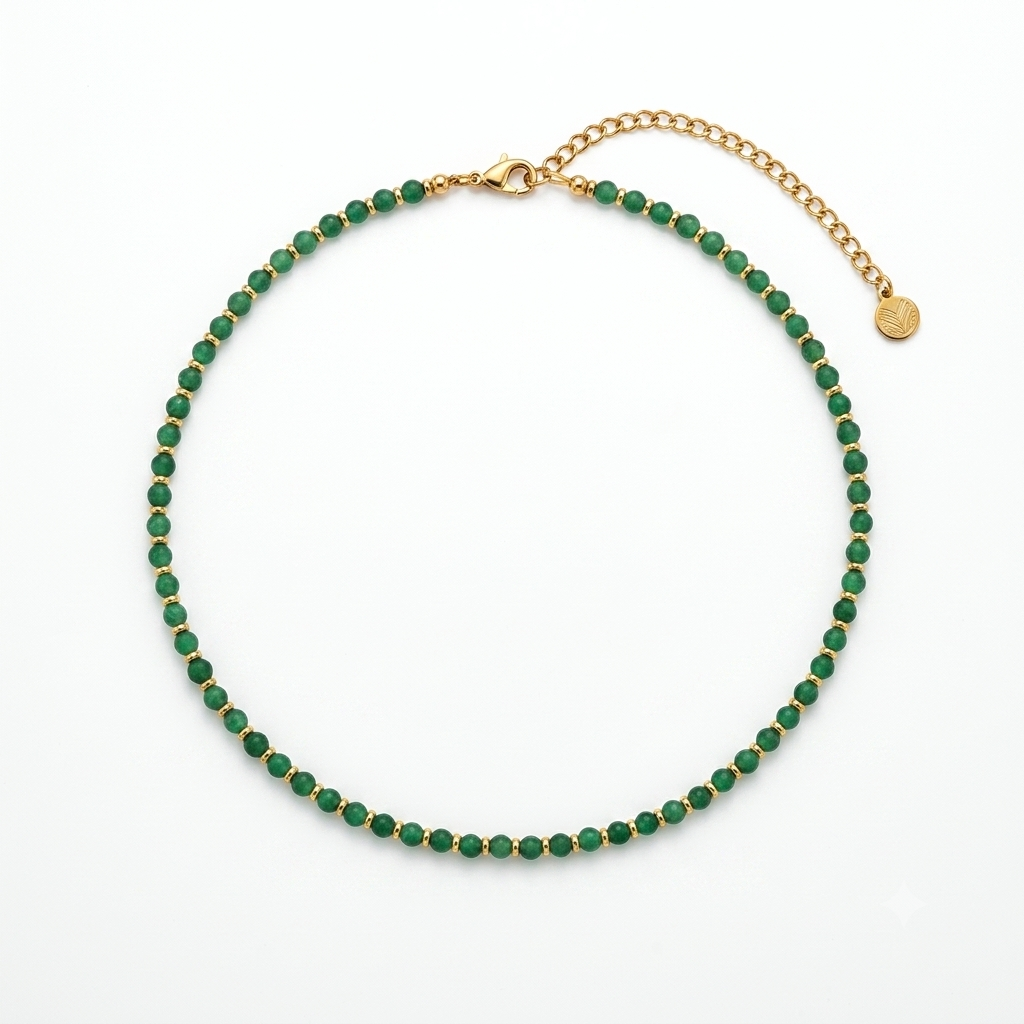 Collana in acciaio inossidabile e perline in pietra naturale "Prisma"