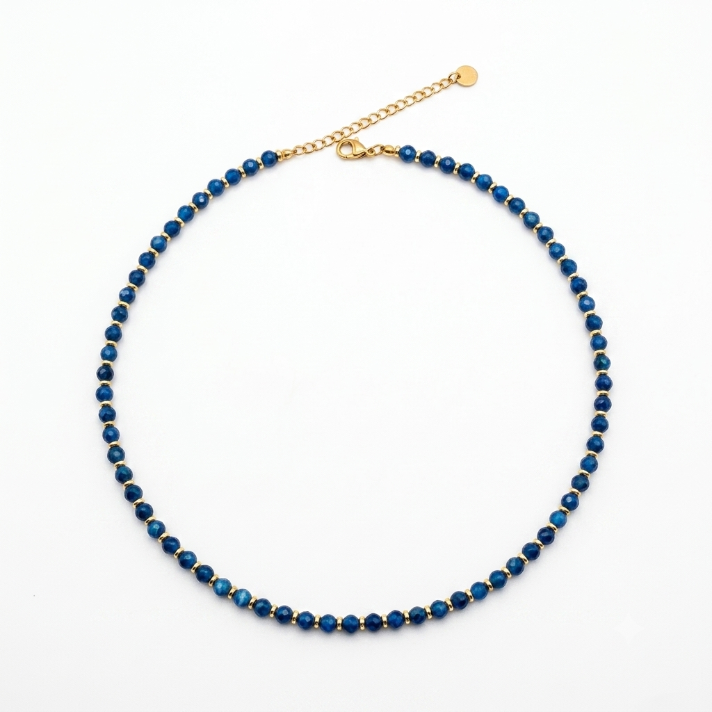 Collana in acciaio inossidabile e perline in pietra naturale "Prisma"