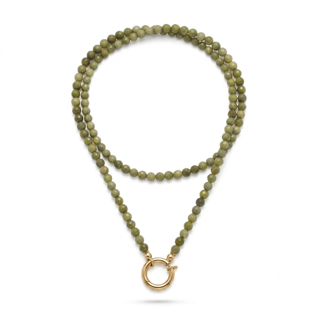 Collana in pietre naturali con moschettone porta ciondoli in acciaio inossidabile "Gemma"