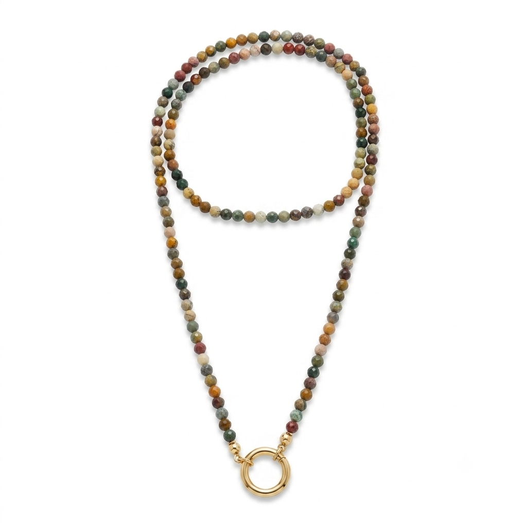 Collana in pietre naturali con moschettone porta ciondoli in acciaio inossidabile "Gemma"