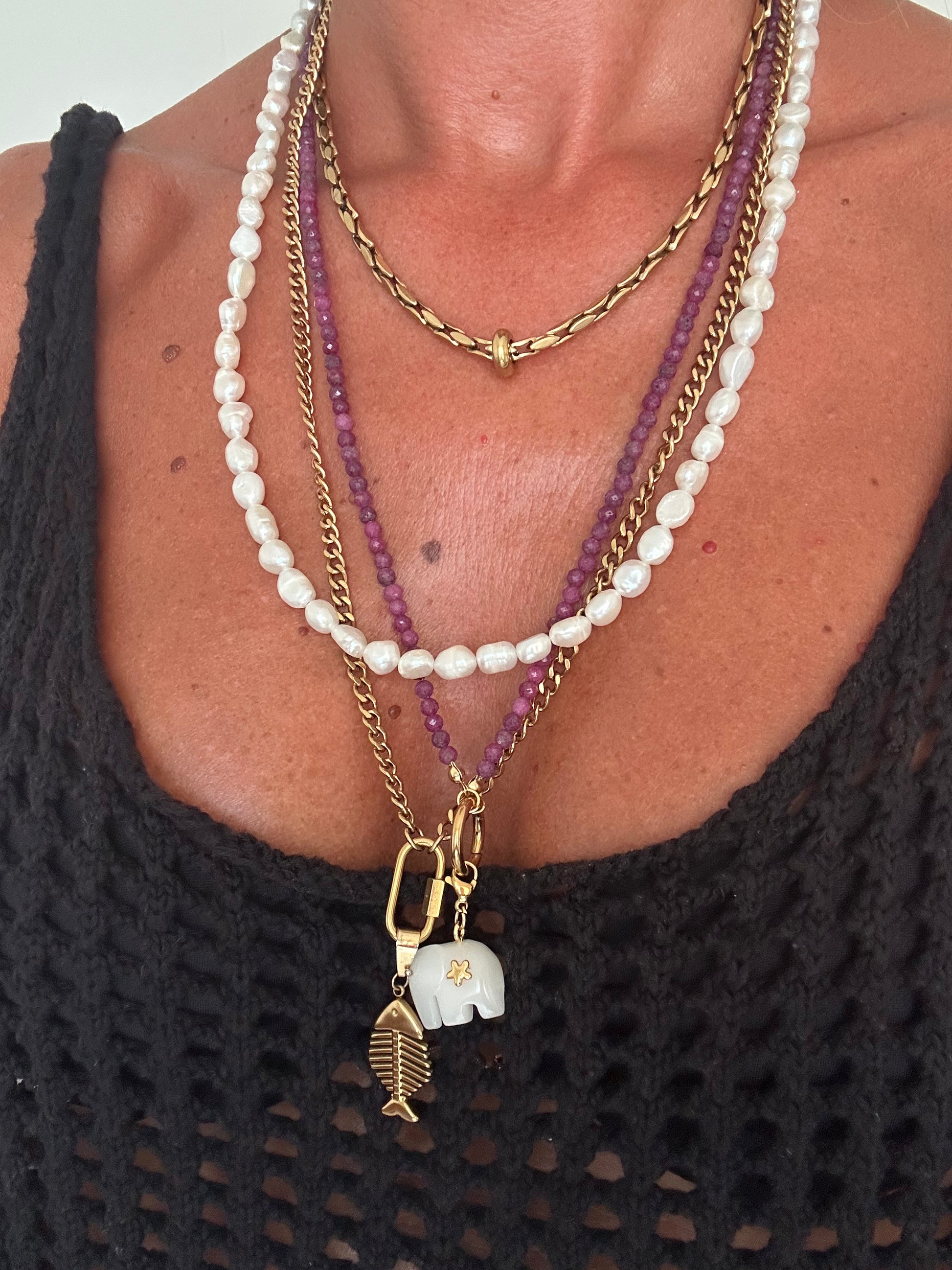 Collana in acciaio inossidabile e vere perle d'acqua dolce "Baby"