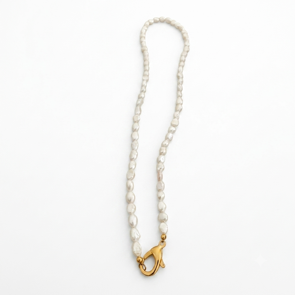 Collana in acciaio inossidabile e vere perle d'acqua dolce "Baby"