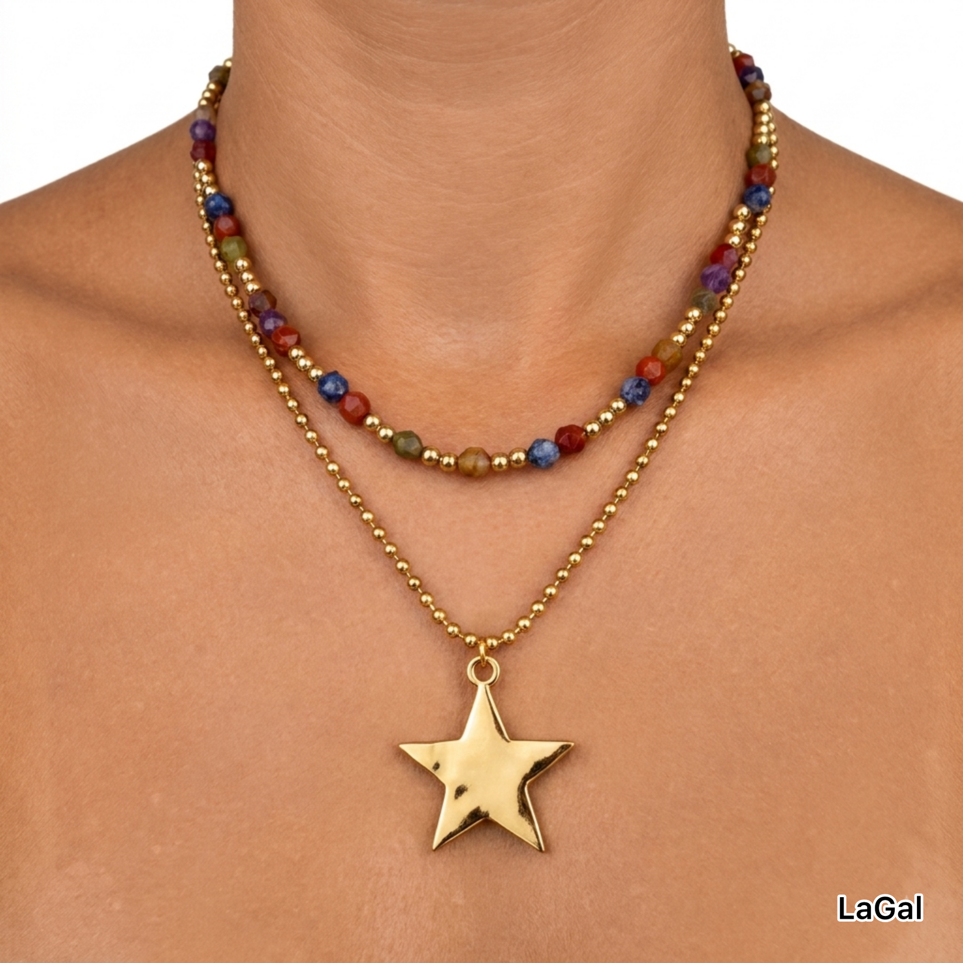 Collana in acciaio inossidabile anallergica e waterproof "Star"