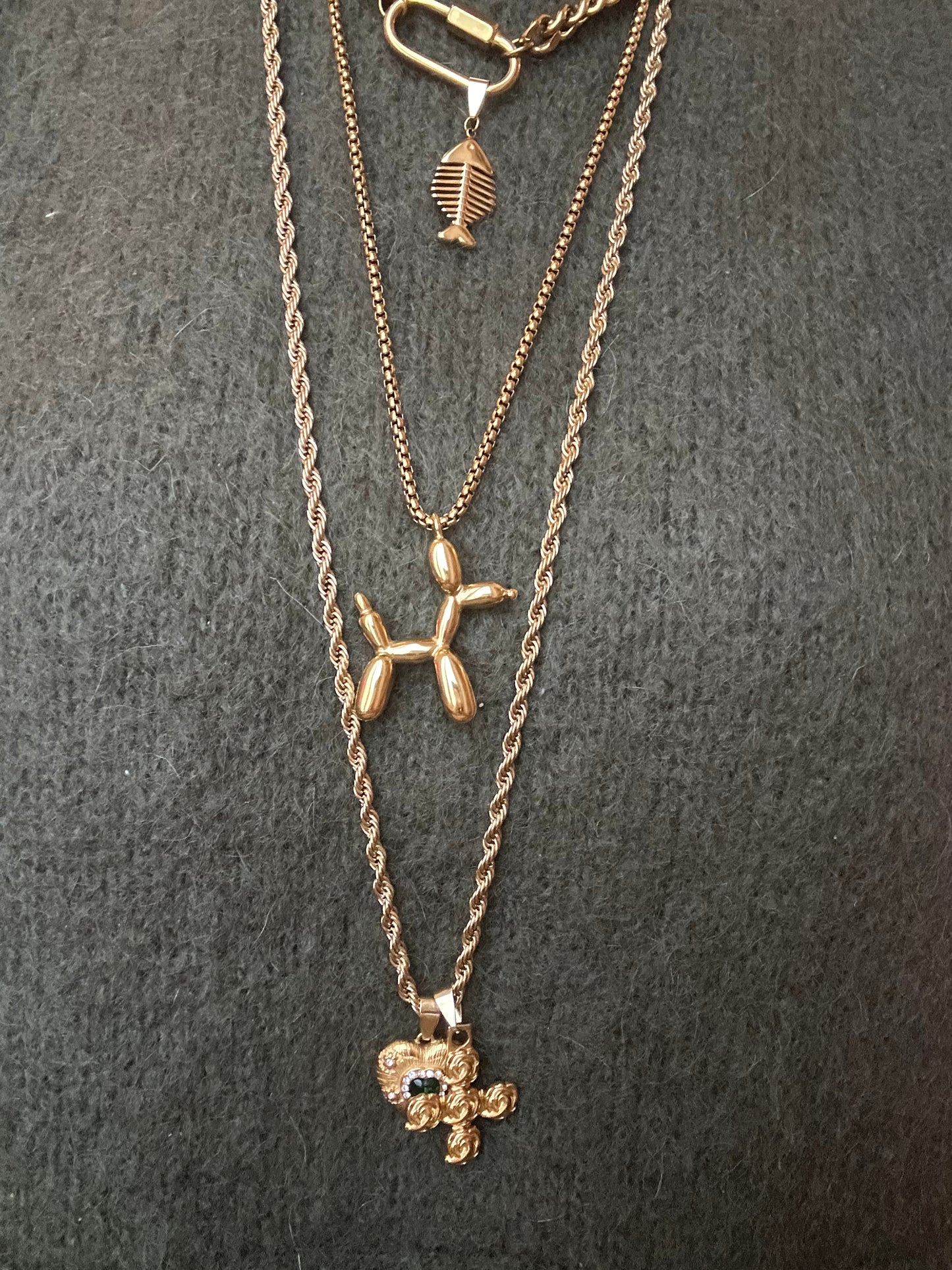 Ciondolo in acciaio inossidabile placcato oro 18k "Dog Baloon"