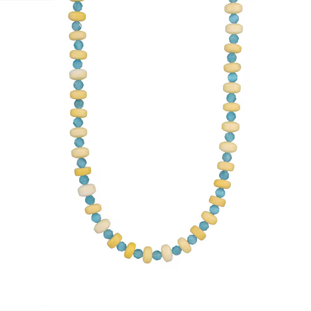 Collana in acciaio inossidabile e perle in pietra naturale "Lola"