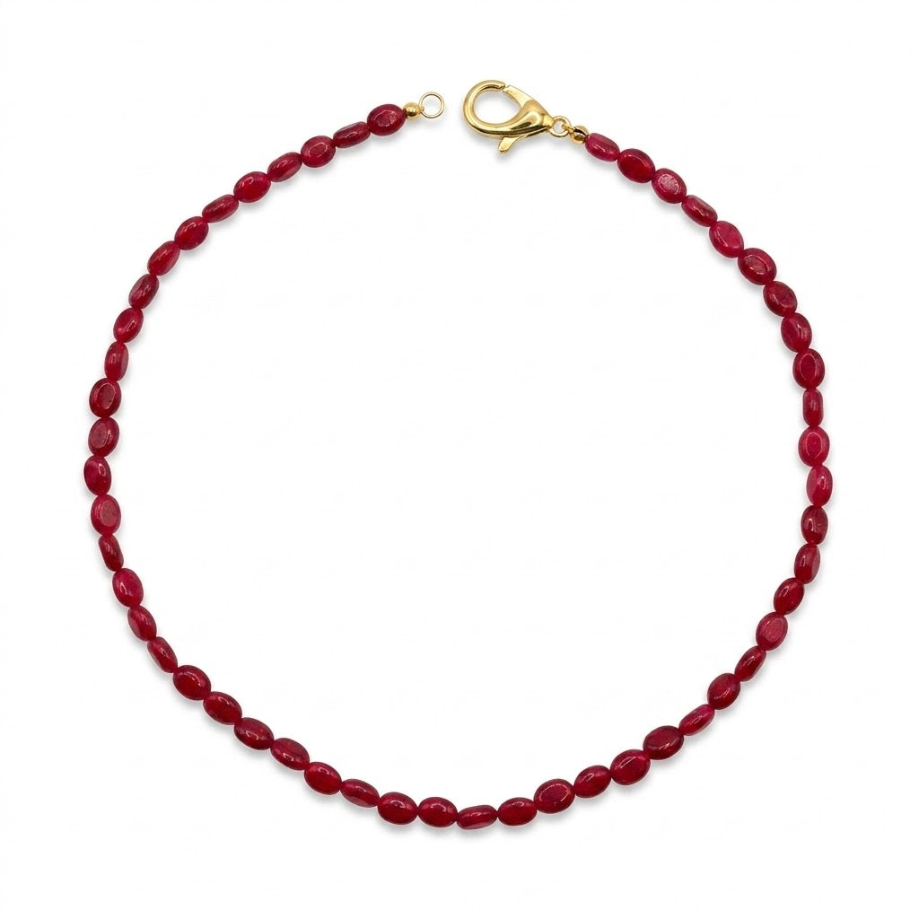 Collana in acciaio inossidabile e Giada Rossa "Passion"