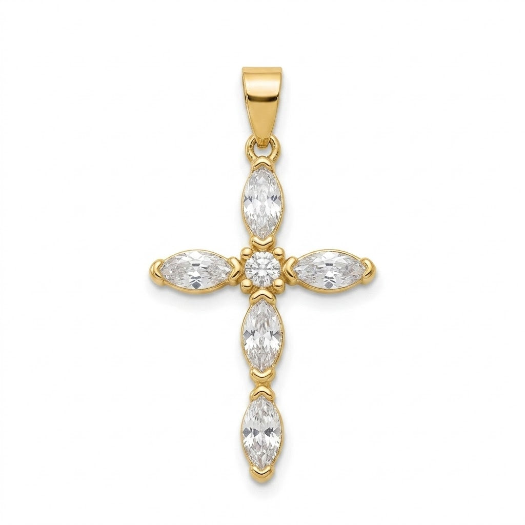Ciondolo in acciaio inossidabile placcato oro 18k e zirconi "Crystal"