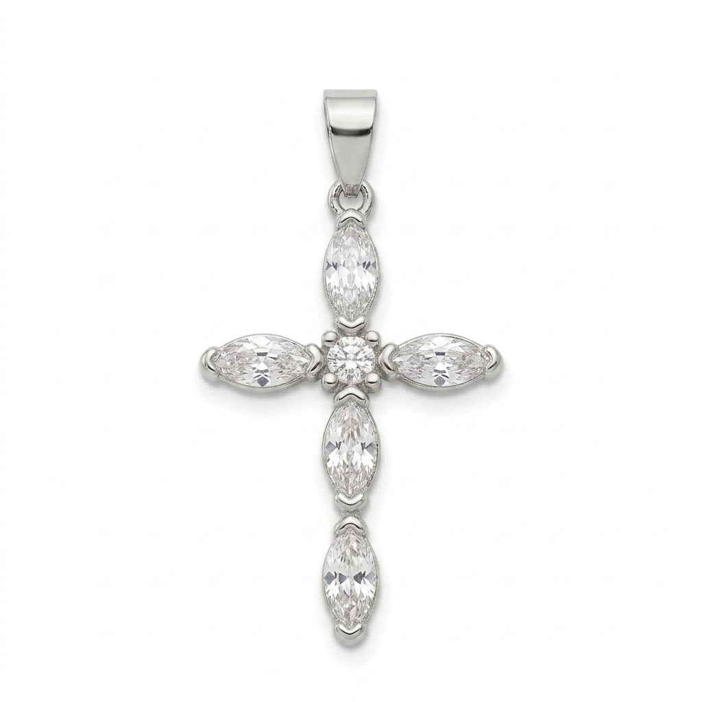Ciondolo in acciaio inossidabile placcato oro 18k e zirconi "Crystal"