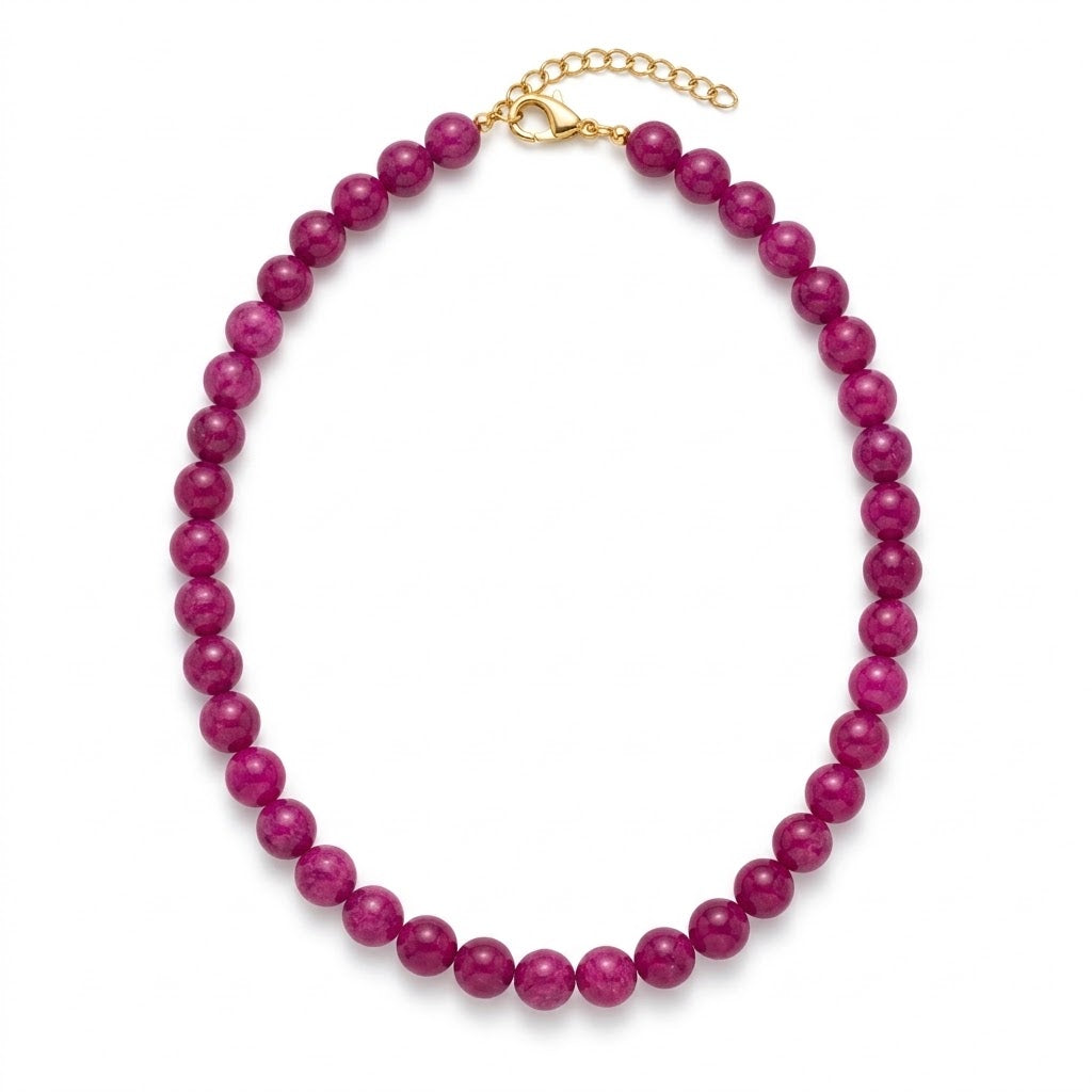 Collana in acciaio inossidabile e perle in pietra naturale "Autunno"