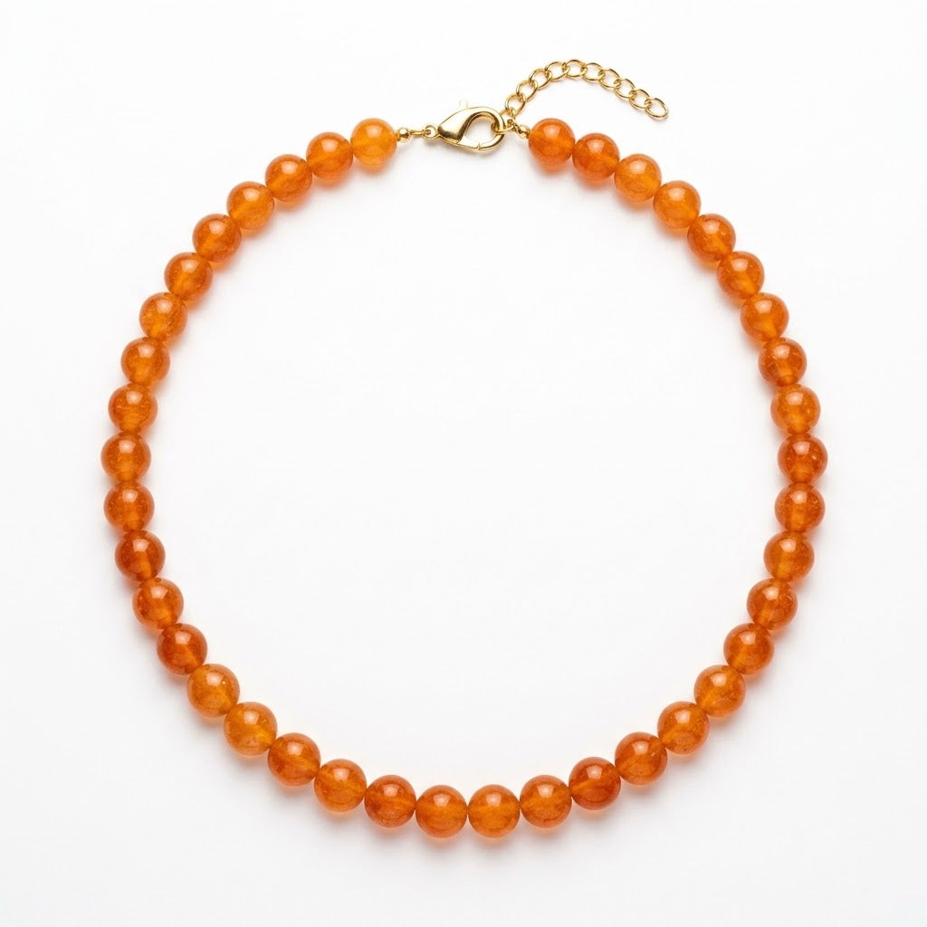 Collana in acciaio inossidabile e perle in pietra naturale "Autunno"