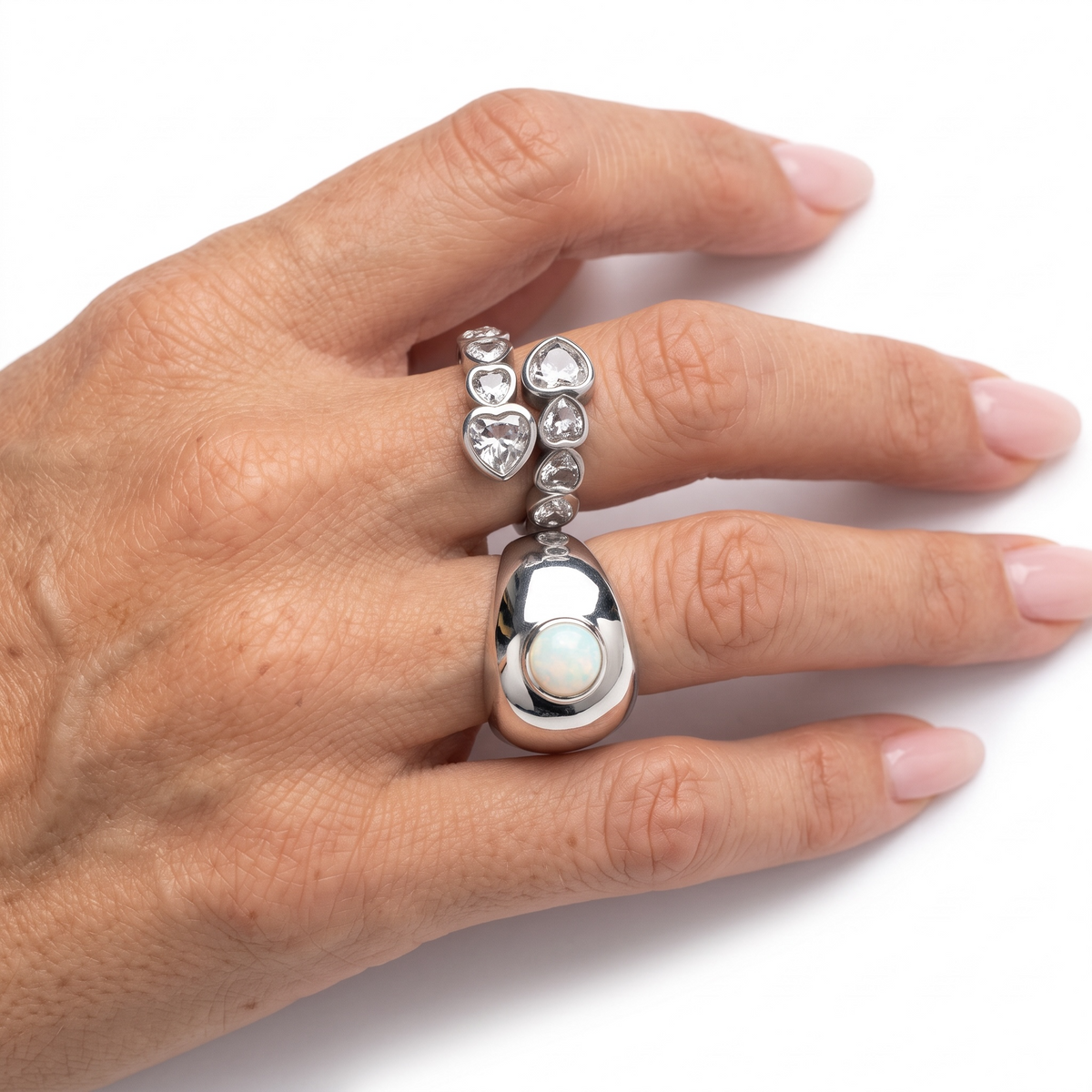 Anello in acciaio inossidabile waterproof placcato oro 18K "Ingrid"