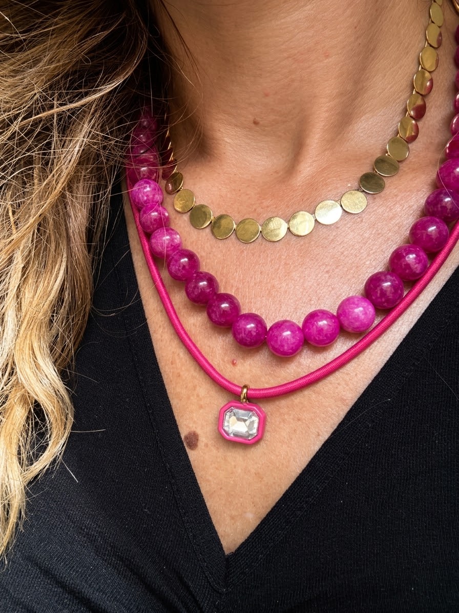 Collana in acciaio inossidabile e cordino eastico "Nebula"