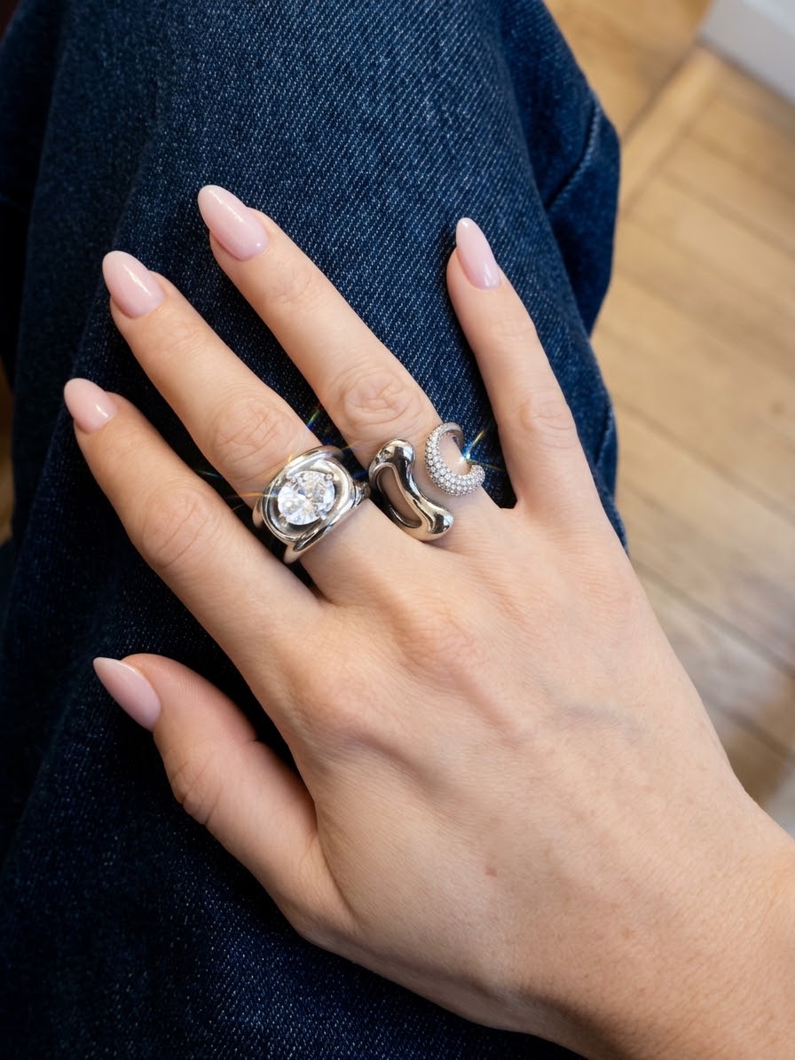 Anello regolabile in acciaio inossidabile waterproof placcato oro 18K "Incontro"
