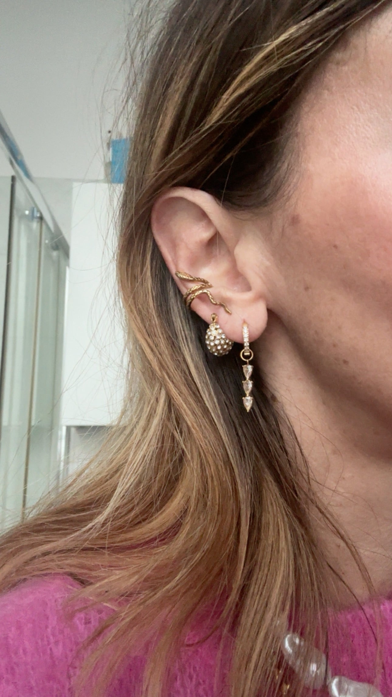 Ear Cuff in acciaio inossidabile anallergici e waterproof "Biscia"