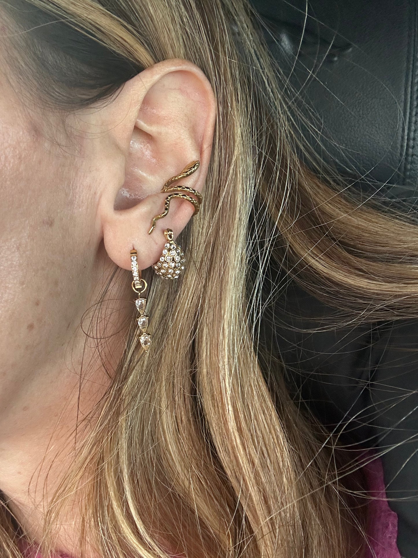 Ear Cuff in acciaio inossidabile anallergici e waterproof "Biscia"
