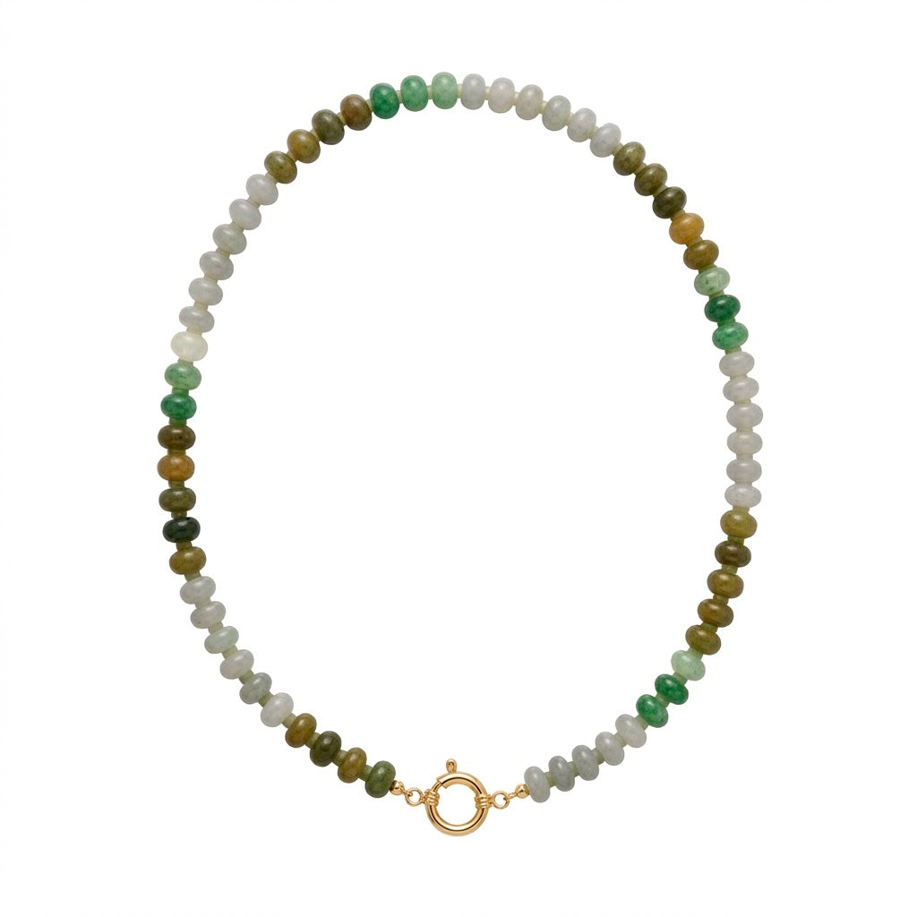 Collana in acciaio inossidabile e perle in pietra naturale "Becky"