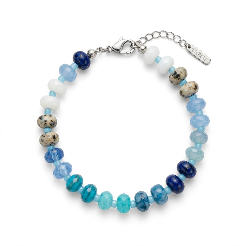 Bracciale con perle di pietra dura e acciaio inossidabile "Becky"