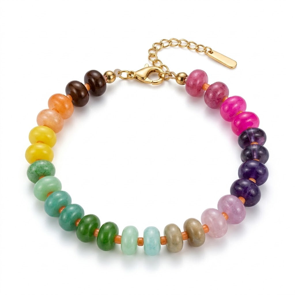 Bracciale con perle di pietra dura e acciaio inossidabile "Debby"