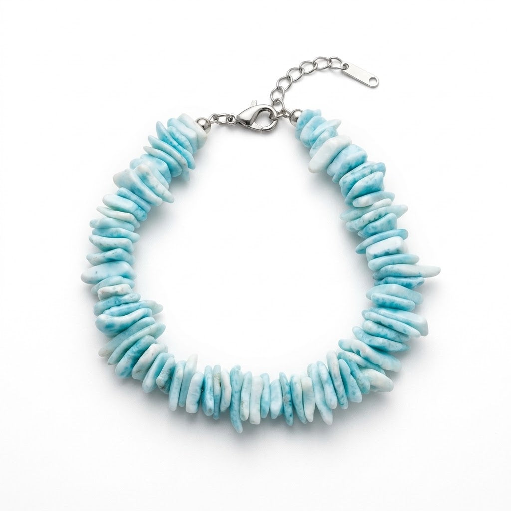 Bracciale con perle di pietra dura e acciaio inossidabile "Salina"
