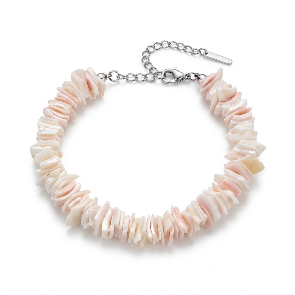 Bracciale con perle di pietra dura e acciaio inossidabile "Salina"