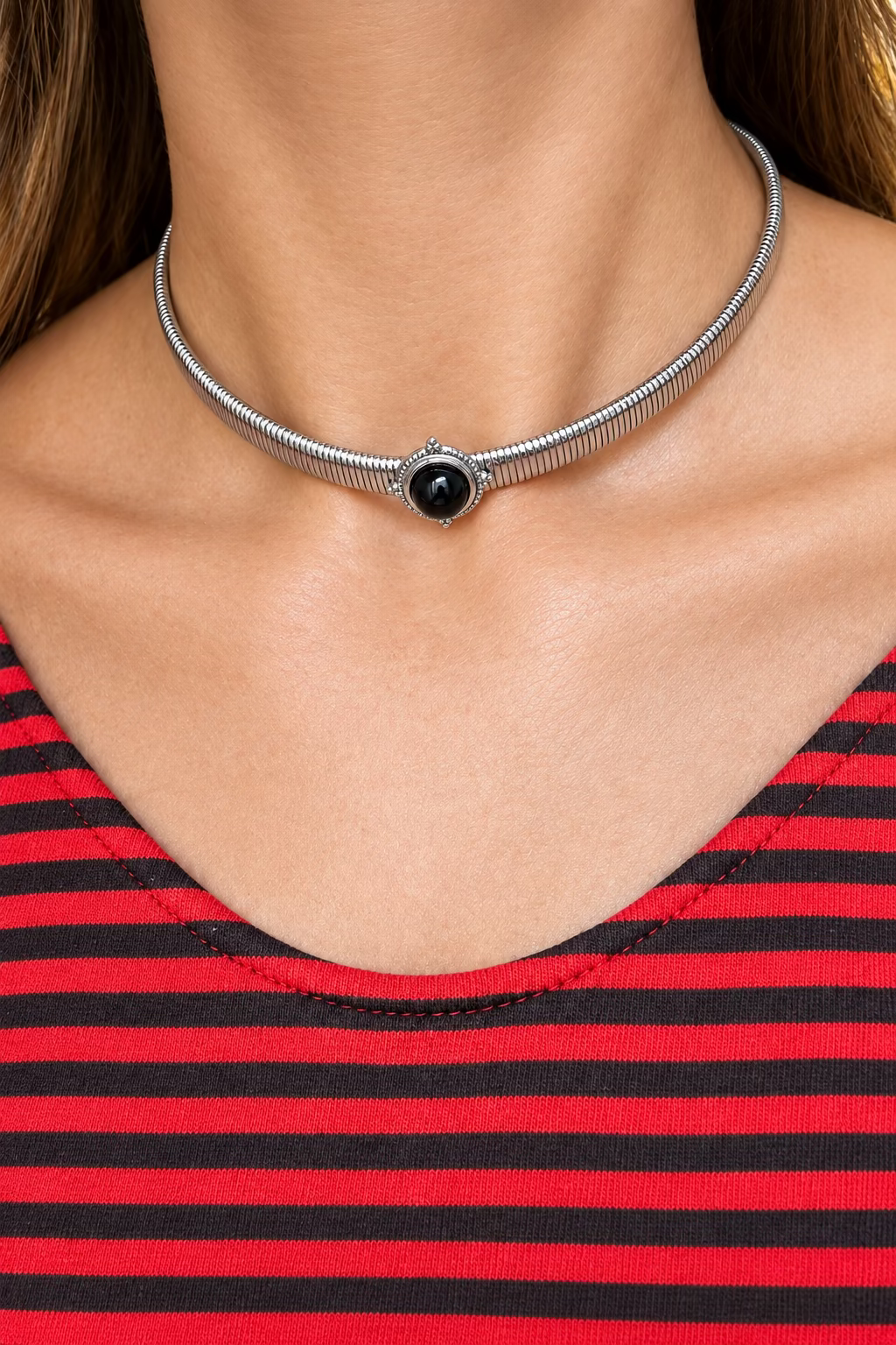 Collana chocker in acciaio inossidabile waterproof "Onyx"