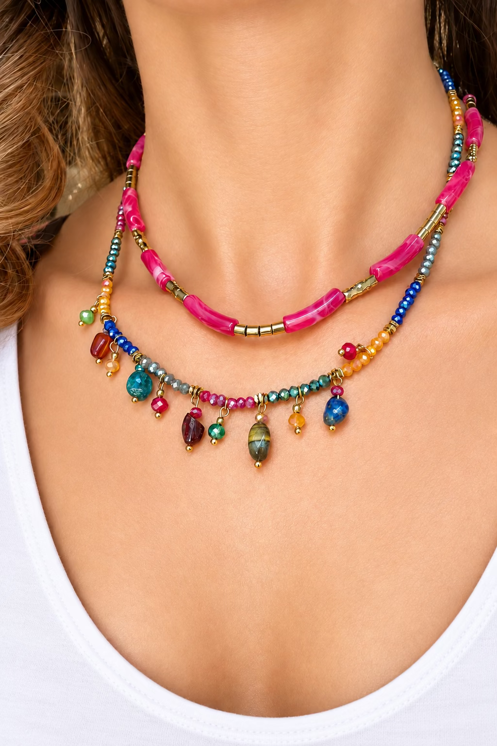 Collana in acciaio inossidabile e resina "Carmen"