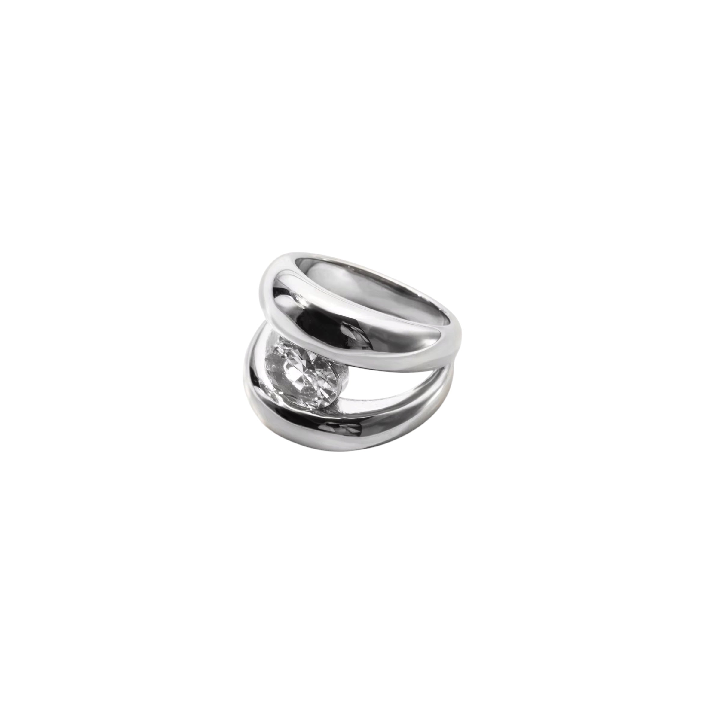 Anello in acciaio inossidabile e zircone waterproof "Tahiti"