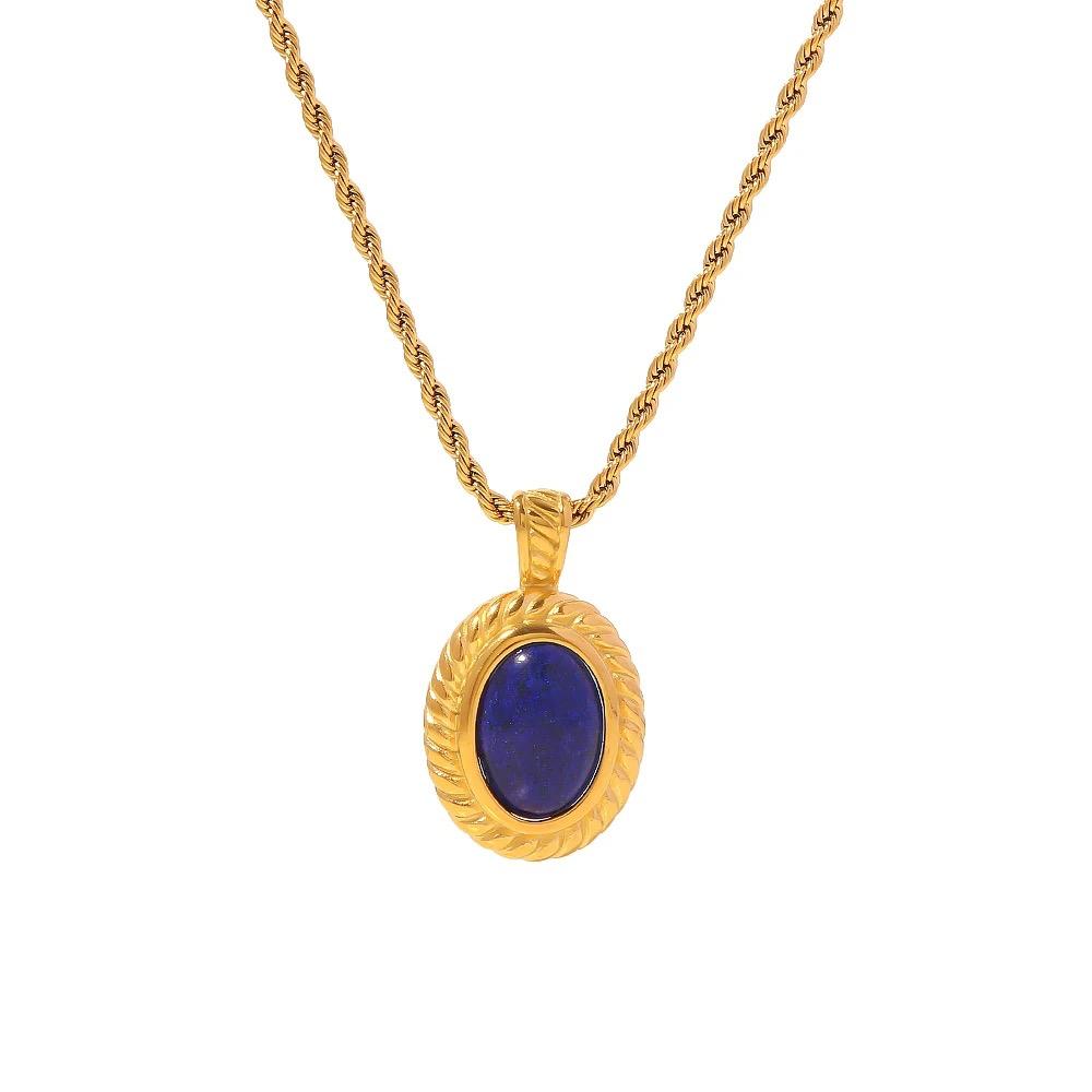 Collana in acciaio inossidabile e lapislazzulo anallergica e waterproof "Milady"