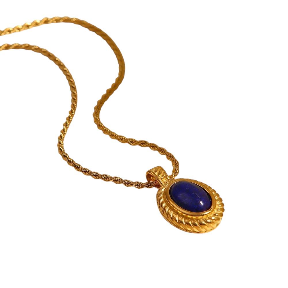 Collana in acciaio inossidabile e lapislazzulo anallergica e waterproof "Milady"