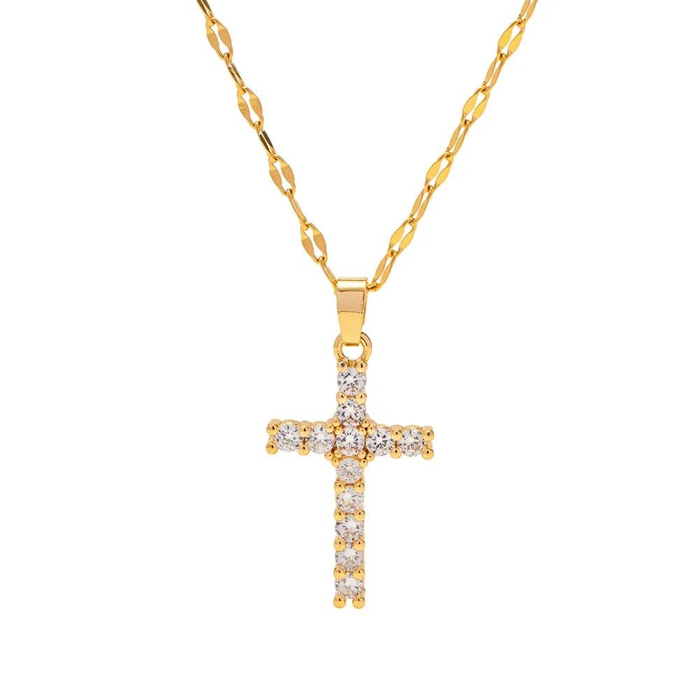 Collana/Ciondolo in acciaio inossidabile e zirconi anallergica e waterproof "Clotilde"