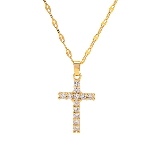 Collana/Ciondolo in acciaio inossidabile e zirconi anallergica e waterproof "Clotilde"