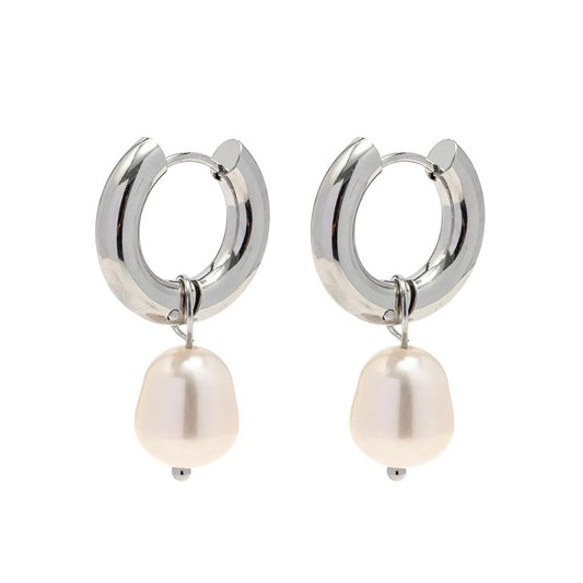Orecchini in acciaio inossidabile con perla, anallergici e waterproof "Posh"
