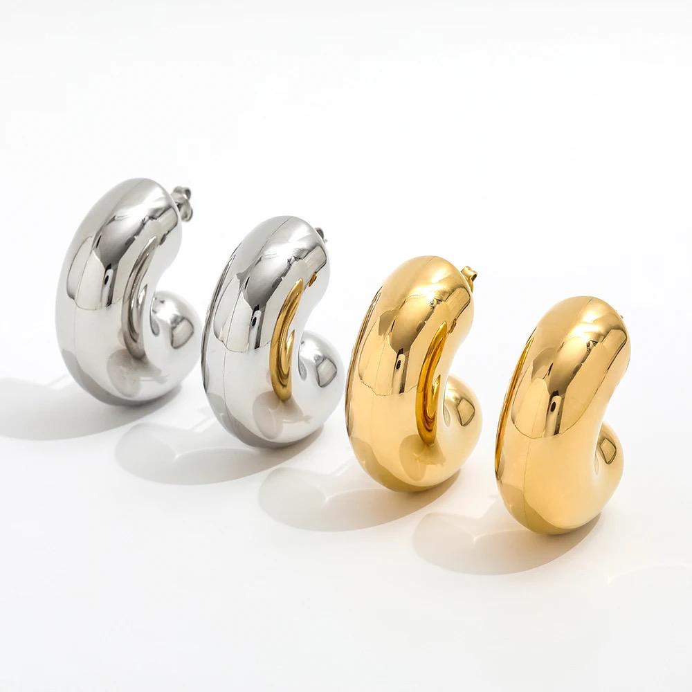 Orecchini in acciaio inossidabile placcati oro 18K anallergici e waterproof "Smile"