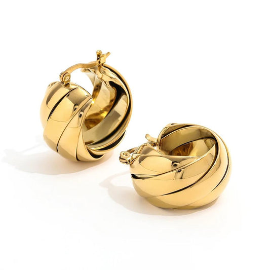 Orecchini in acciaio inossidabile placcati oro 18K anallergici e waterproof "Cosmic"