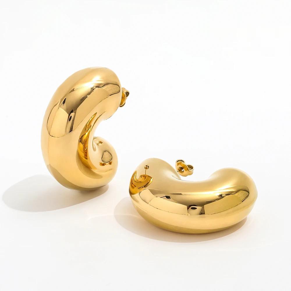 Orecchini in acciaio inossidabile placcati oro 18K anallergici e waterproof "Smile"