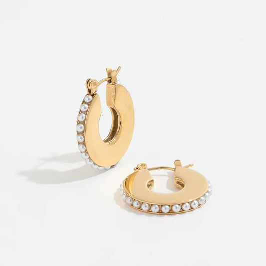Orecchini in acciaio inossidabile placcati oro 18K anallergici e waterproof "Disco"