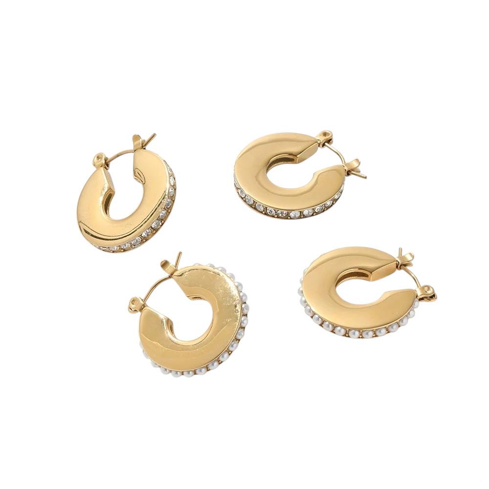 Orecchini in acciaio inossidabile placcati oro 18K anallergici e waterproof "Disco"