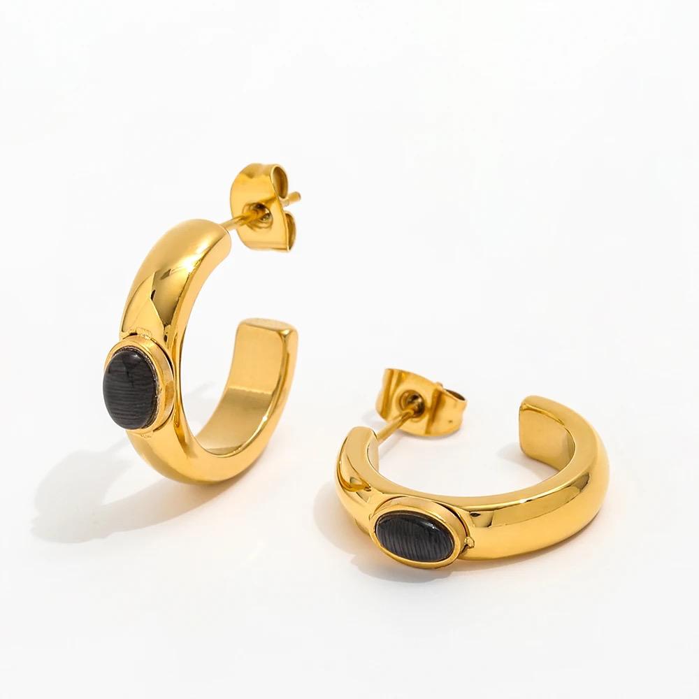 Orecchini in acciaio inossidabile placcati oro 18K anallergici e waterproof "Dubbio"