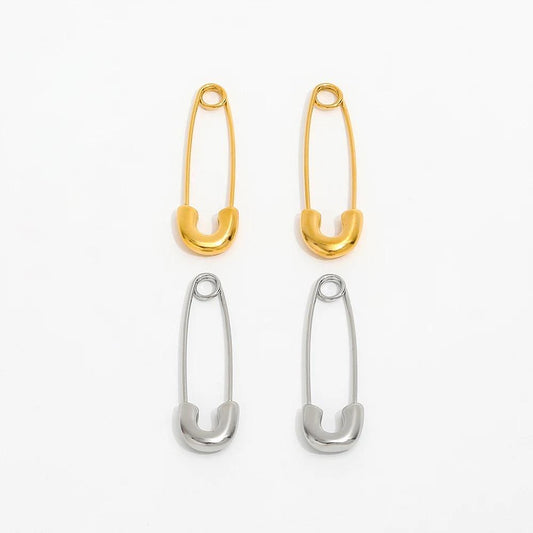Orecchini in acciaio inossidabile placcati oro 18K anallergici e waterproof "Spilla"