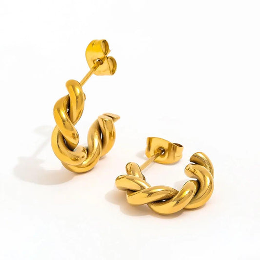 Orecchini in acciaio inossidabile placcati oro 18K anallergici e waterproof "Grip"
