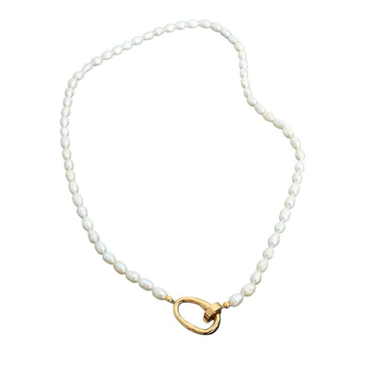Collana in acciaio inossidabile e perle anallergica e waterproof "Alba"