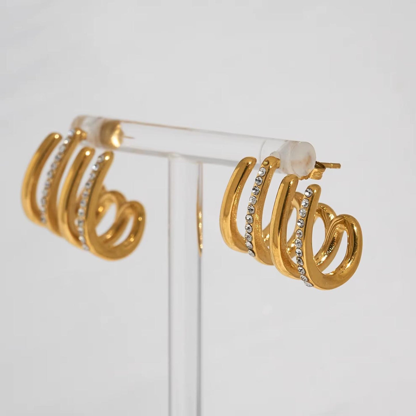 Orecchini in acciaio inossidabile e zirconi anallergici e waterproof "Aurora"