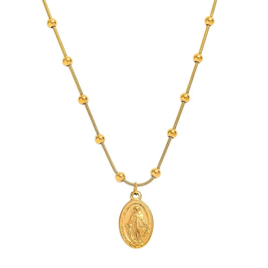 Collana in acciaio inossidabile anallergica e waterproof "Madonnina"
