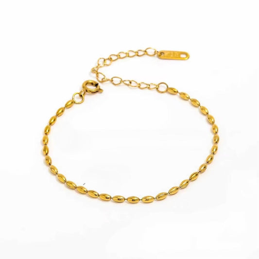 Bracciale/ Cavigliera in acciaio inossidabile "Chicco di riso baby"