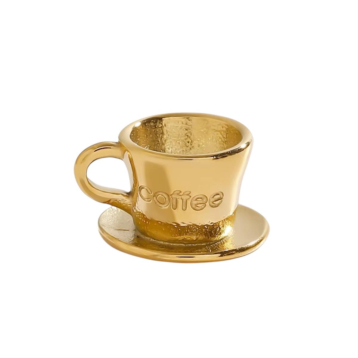 Ciondolo "Caffé" in acciaio inossidabile placcato oro 18K