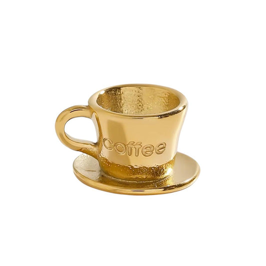 Ciondolo "Caffé" in acciaio inossidabile placcato oro 18K