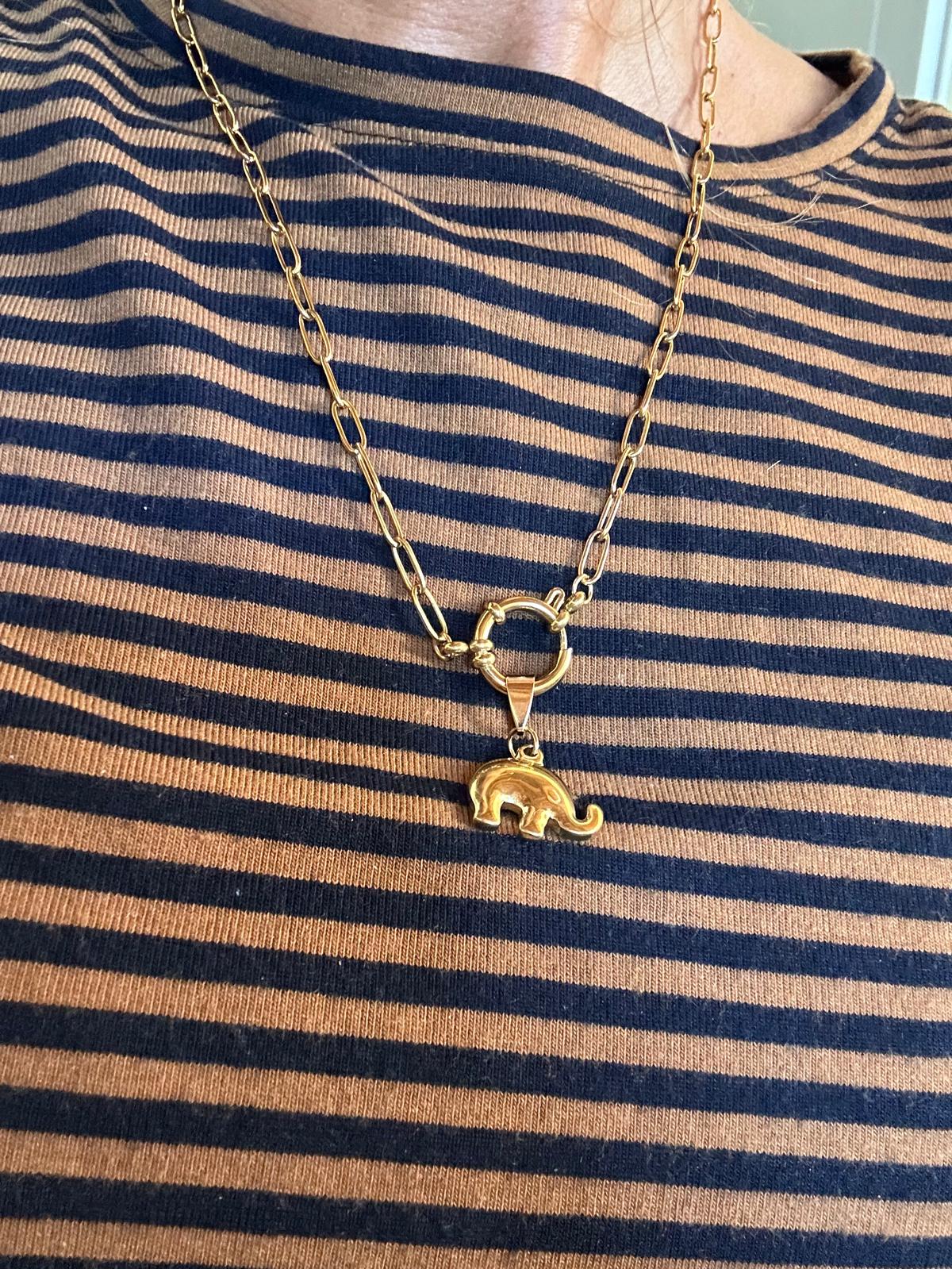 Ciondolo "Elefantino"" in acciaio inossidabile placcato oro 18K